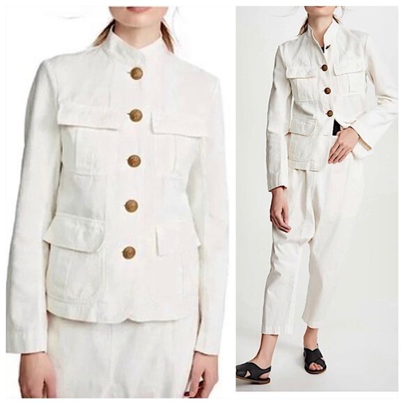 Nili Lotan Cambre Utility Jacket in White Sand Size M - Picture 2 of 14